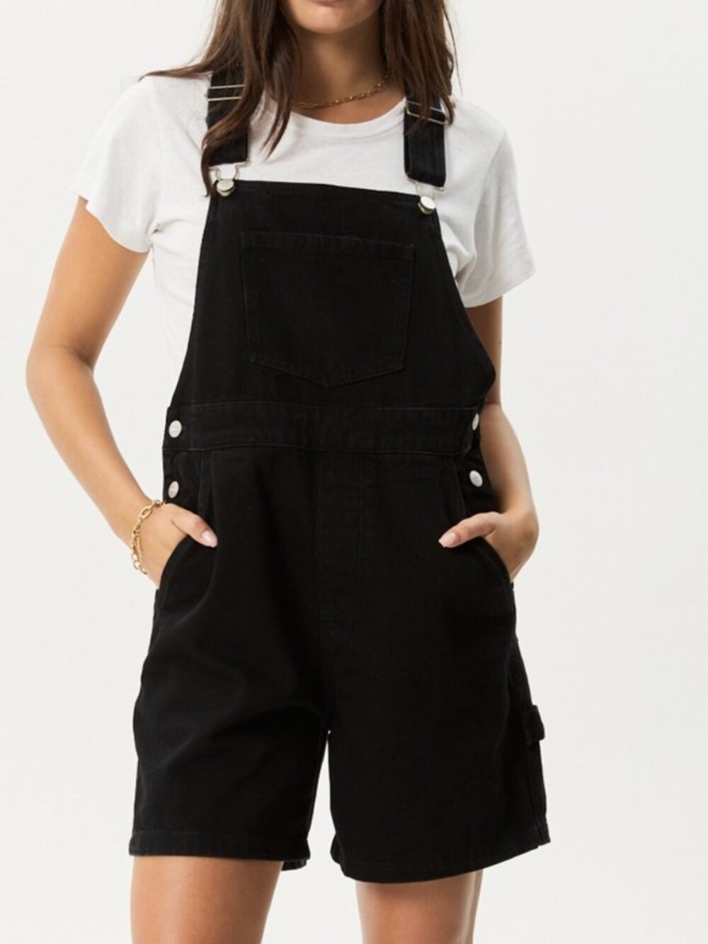 Afends Lil Louis Denim Overall - Washed Black - Size Large